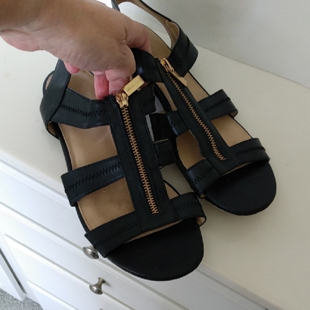 MICHAEL Michael Kors Genuine Leather Flat Sandals Berkley Zipper - Picture 12 of 15